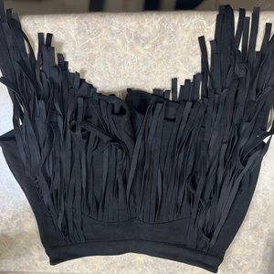 Black fringe shorts , western wear inspiration